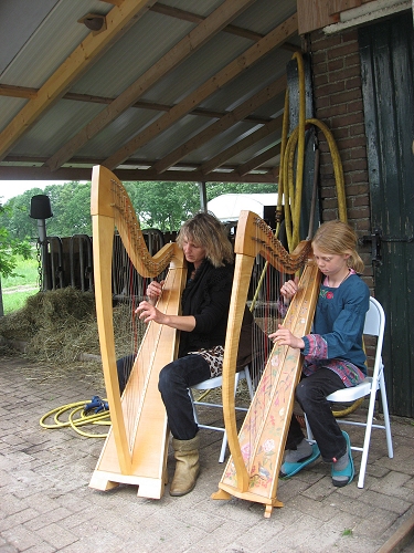 anna en anna spelen harp