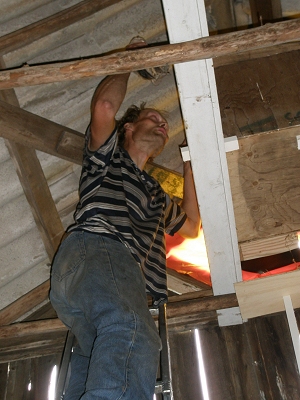 Wouter hoog op de ladder